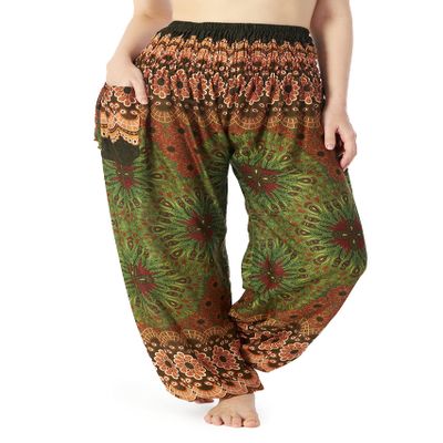 Lannaclothesdesign Women's Smocked Waist Boho Flowy Yoga Harem Pants Hippie Clothes