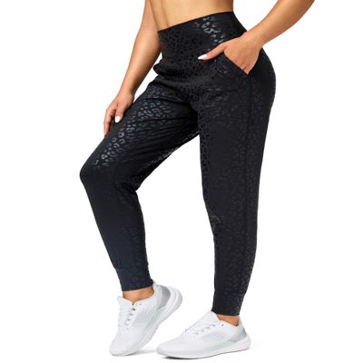 G Gradual Women's Joggers High Waisted Yoga Pants with Pockets Loose Leggings for Women Workout, Athletic, Lounge (Black Leopard, X-Large)