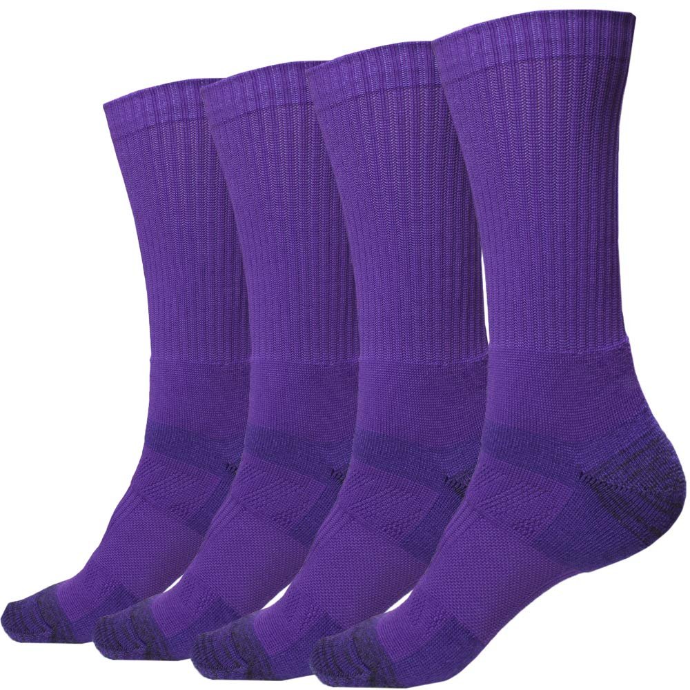 juDanzy 2 Pack of Men's Premium Athletic Sports Team Crew Socks for Football, Basketball and Lacrosse (Small, Purple)