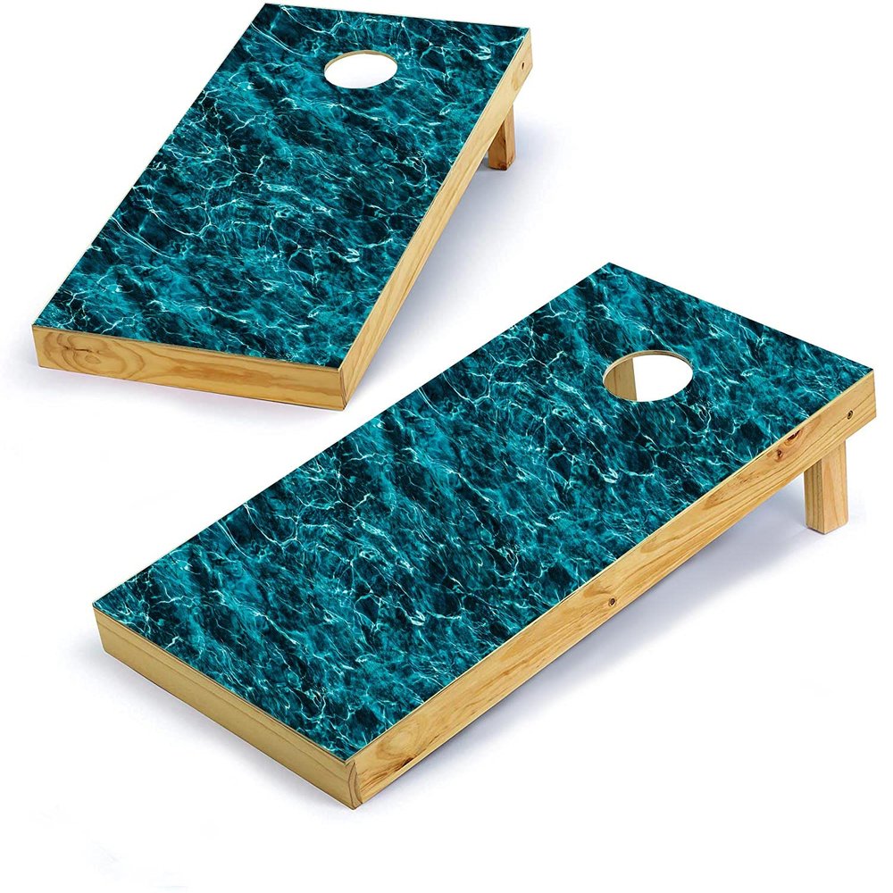 Mossy Oak Graphics, Cornhole Board Wrap Kit, Elements Agua Seawater, 2 Pieces of 24.5 x 48.5, Peel and Stick Vinyl, Pre-Cut Hole