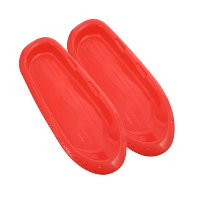 Superio X-Long Toboggan Snow Sleds for Kids and Adults, 48", 2 Pack Heavy Duty Plastic Sliders with Handles and Hole for Pull Ropes- Kid and Adult Winter Fun (Red (48"))