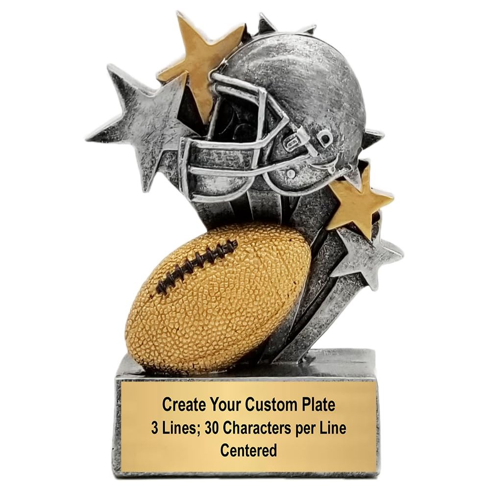 Decade Awards Personalized Football Trophy - Engraved Star Blast Football Award for Players Coaches or Teams - Football League Tournament or Season Champion Prize - Customize Now (4.75 Inch)