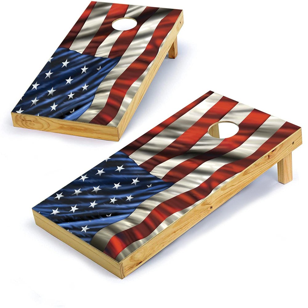 Mossy Oak Graphics, Cornhole Board Wrap Kit, Patriotic American Flag, 2 Pieces of 24.5 x 48.5, Peel and Stick Vinyl, Pre-Cut Hole