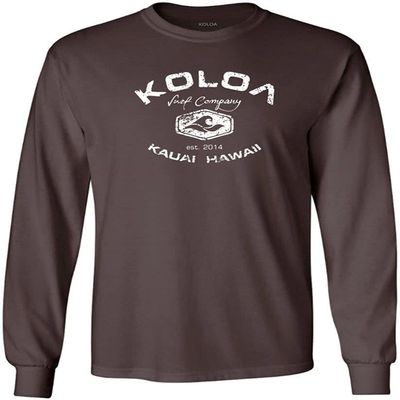 Joe's USA Koloa Surf Vintage Logo Heavy Cotton Long Sleeve T-Shirt, 3XLT, Brown