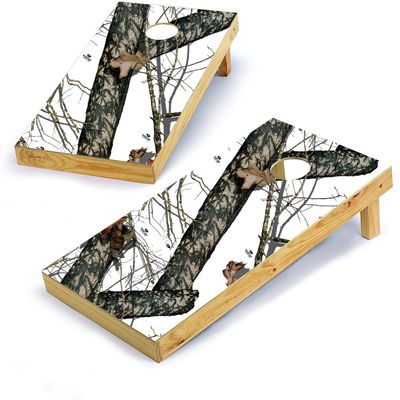 Mossy Oak Graphics, Cornhole Board Wrap Kit, Winter, 2 Pieces of 24.5 x 48.5, Peel and Stick Vinyl, Pre-Cut Hole