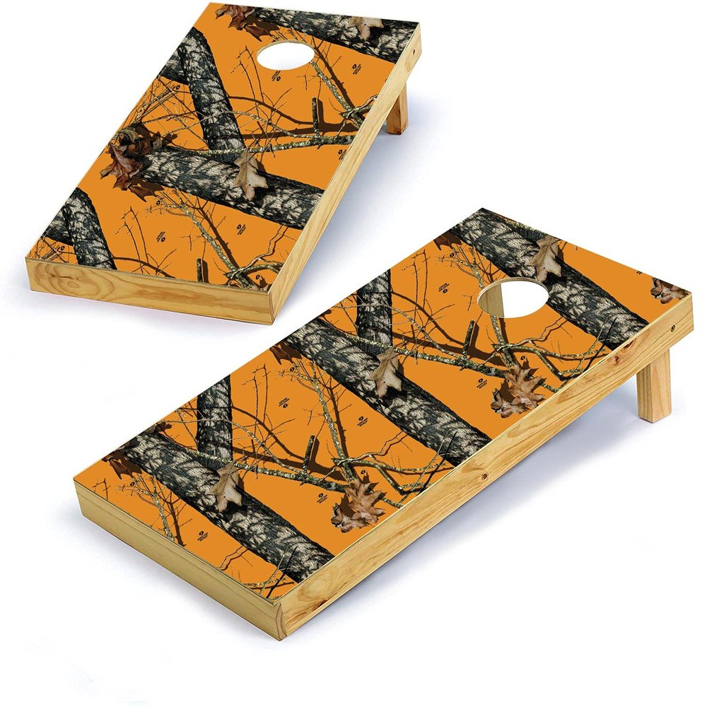 Mossy Oak Graphics, Cornhole Board Wrap Kit, Blaze, 2 Pieces of 24.5 x 48.5, Peel and Stick Vinyl, Pre-Cut Hole