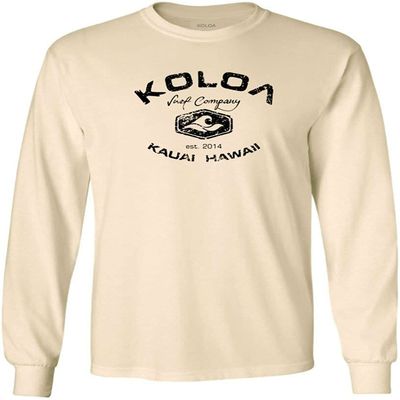 Joe's USA Koloa Surf Vintage Logo Heavy Cotton Long Sleeve T-Shirt, 3XLT, Natural