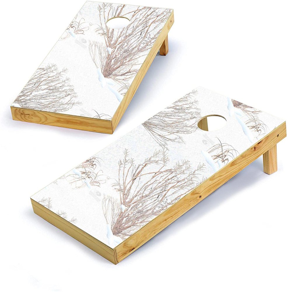 Mossy Oak Graphics, Cornhole Board Wrap Kit, Winter Brush, 2 Pieces of 24.5 x 48.5, Peel and Stick Vinyl, Pre-Cut Hole