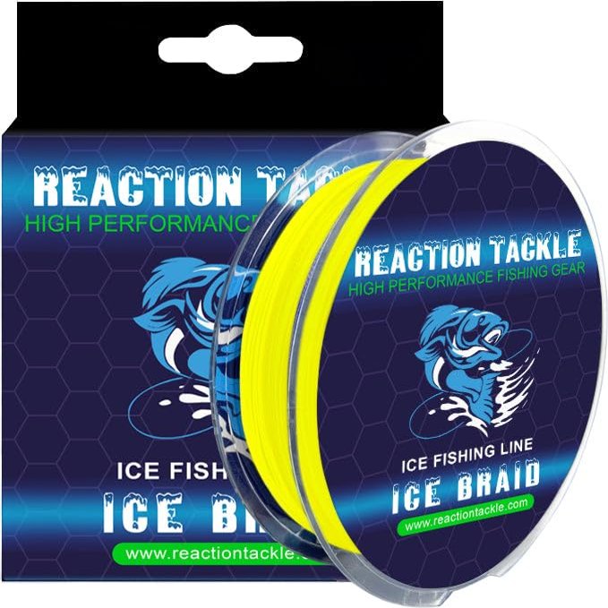 Reaction Tackle Ice Braid  Ice Fishing Braided Line, Tip-Up Line - Hi Vis Yellow - 30LB / 150yds