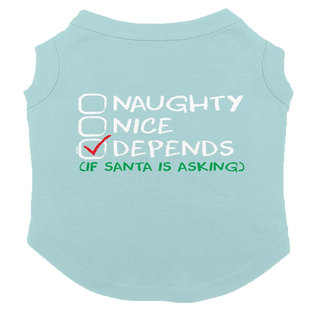 Naughty Nice Depends If Santa is Asking Dog Shirt (Chill, Large)