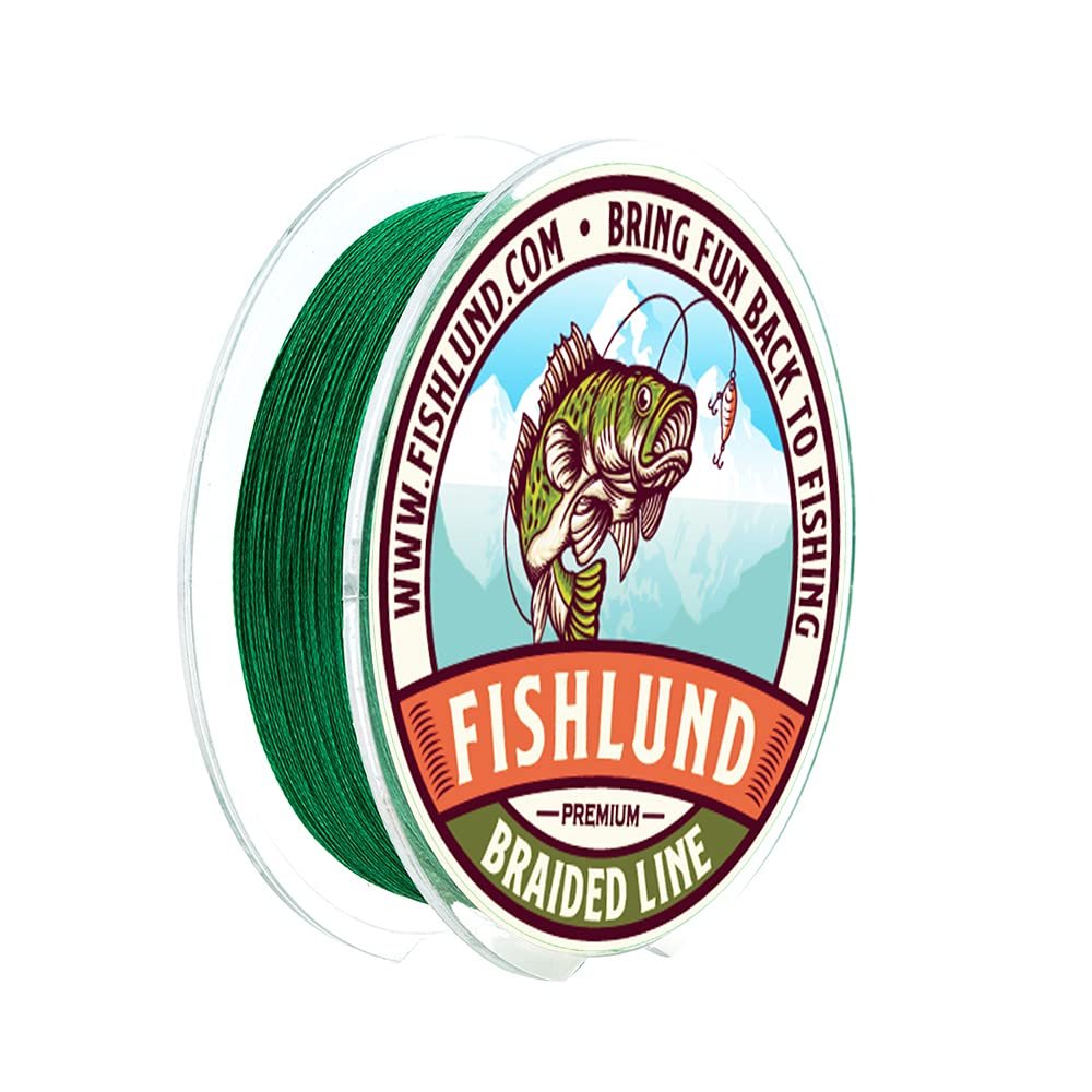 FISHLUND Braided Fishing Line, Strong, Smooth, Round, Sensitive, Test Pound Braided Line, Green, 90 LB 328 Yards (300M) - 4 Strands