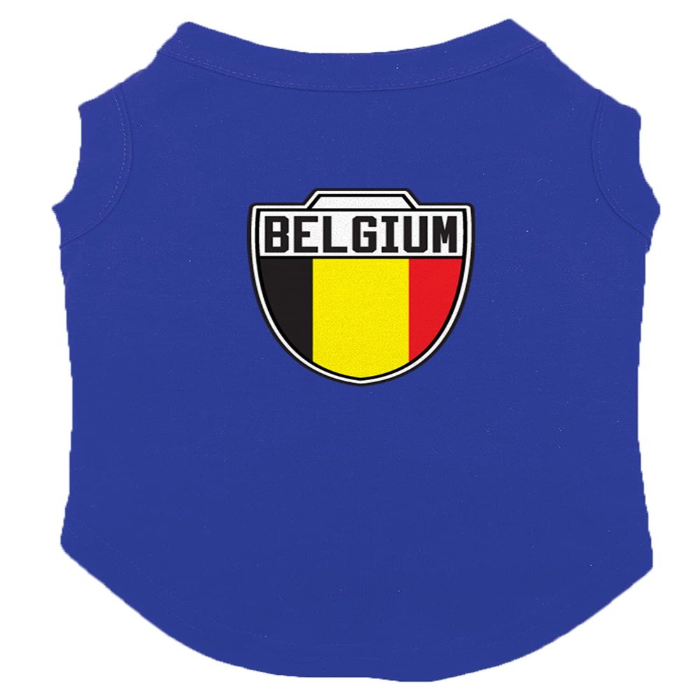 Belgium - Soccer Crest Country Proud Dog Shirt (Royal Blue, X-Large)