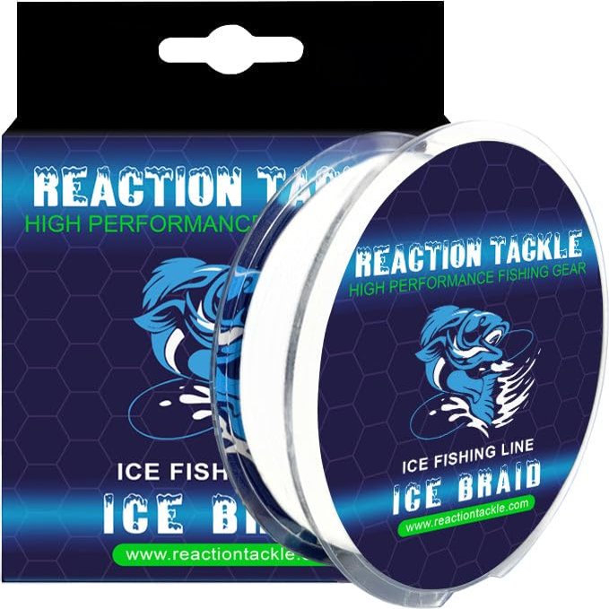 Reaction Tackle Ice Braid  Ice Fishing Braided Line, Tip-Up Line - Ice White - 6LB / 150yds
