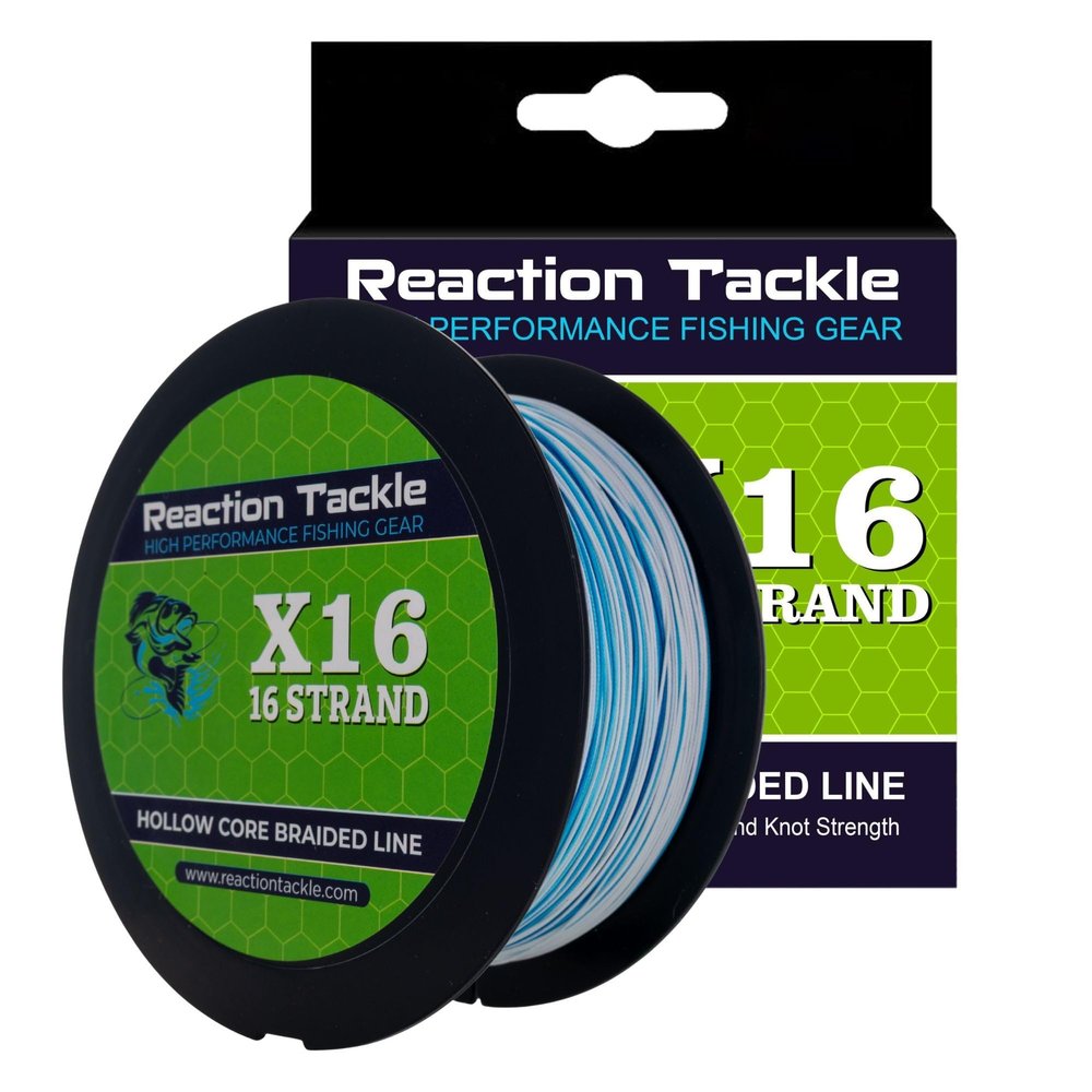 Reaction Tackle Hollow Core, 16 Strand Braided Fishing Line Blue Camo - 200LB / 500yds