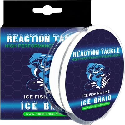 Reaction Tackle Ice Braid  Ice Fishing Braided Line, Tip-Up Line - Ice White - 8LB / 150yds