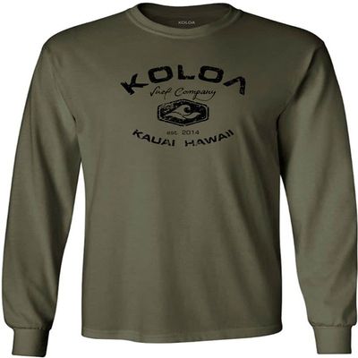 Joe's USA Koloa Surf Vintage Logo Heavy Cotton Long Sleeve T-Shirt-L-Militarygreen/b