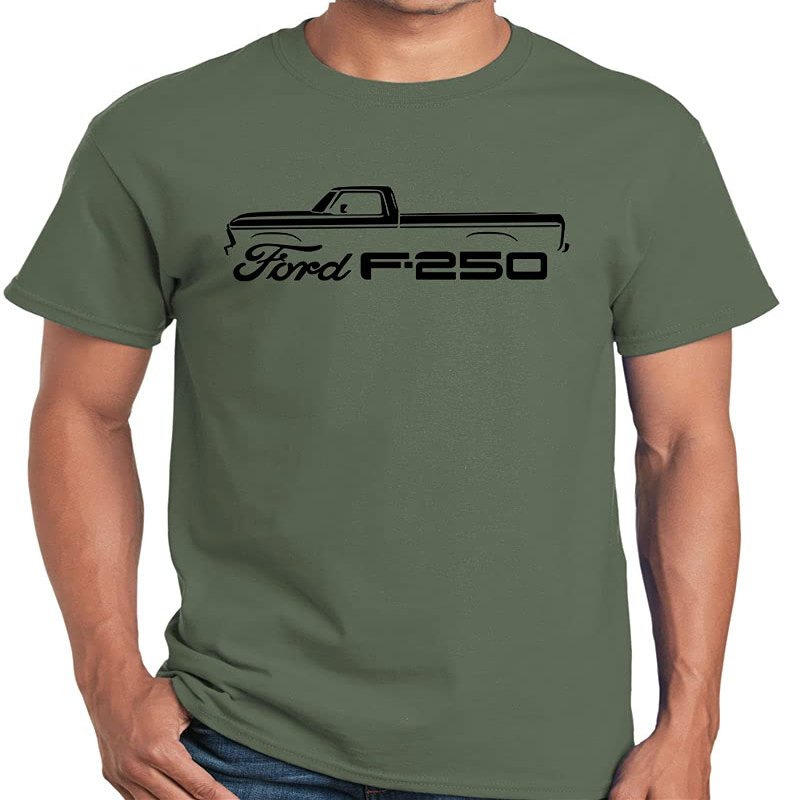 1973-77 Ford F250 Pickup Truck Classic Outline Design Print Tshirt XX-Large Military