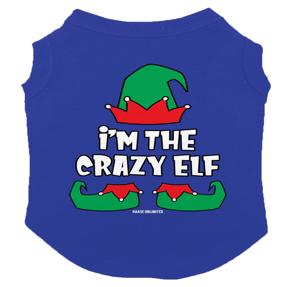 I'm The Crazy Elf - Dog Shirt (Royal Blue, X-Small)