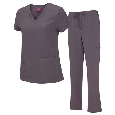 M&M SCRUBS Mens Scrub Set Medical Scrub Top and Pants 8400 (Charcoal, X-Small)