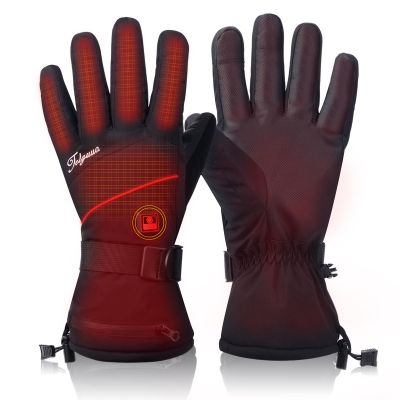 Telguua Heated Gloves for Women Men,Electric Rechargeable Heated Work Glove Ski Mitten Waterproof Touchscreen Heated Glove (Black, L)