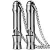 TISUR Titanium Emergency Keychain Necklace Whistle,EDC Safety Whistles for Women and Kids,Loud up to 120db, Survival Whistles for Hiking,Camping,Pets Training (2pcs Silver) view 1