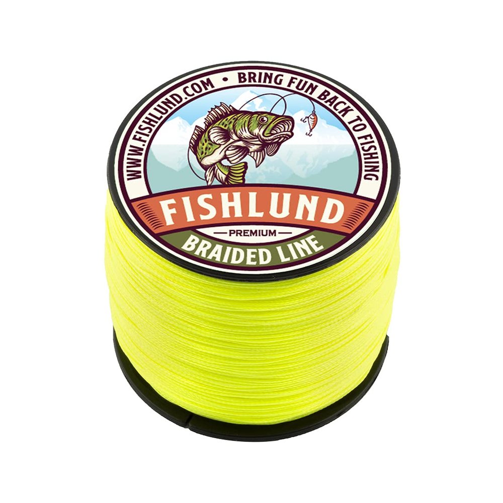 FISHLUND Braided Fishing Line, Strong, Smooth, Round, Sensitive, Test Pound Braided Line, Fluorescent Yellow, 200 LB 547 Yards (500M) - 8 Strands