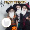 Agatige Fake Beard,White False Facial Beard Hair Plush Fake Novelty Mustache Accessories for Costume & Halloween Festival Party view 2