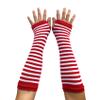 SYAYA Women Striped Long Fingerless Gloves, Winter Knitted Arm Warmers For Punk Rock/Cosplay/Goth/Christmas Party WM-S-G5 (White with Red Striped) view 1