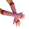 SYAYA Women Striped Long Fingerless Gloves, Winter Knitted Arm Warmers For Punk Rock/Cosplay/Goth/Christmas Party WM-S-G5 (White with Red Striped) view 3