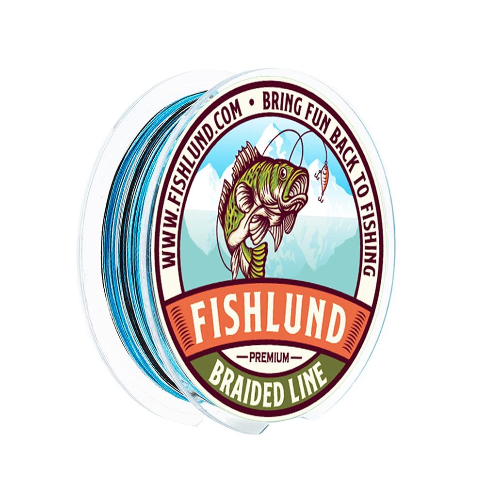 FISHLUND Braided Fishing Line, Strong, Smooth, Round, Sensitive, Test Pound Braided Line, Blue Camo, 60 LB 1094 Yards (1000M) - 4 Strands