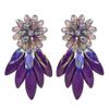 AeraVida Purple Cluster Crystal Bead and Mother of Pearl Stone Clip on Earrings | Large Pearl Earrings for Women view 1