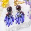 AeraVida Purple Cluster Crystal Bead and Mother of Pearl Stone Clip on Earrings | Large Pearl Earrings for Women view 2