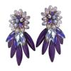 AeraVida Purple Cluster Crystal Bead and Mother of Pearl Stone Clip on Earrings | Large Pearl Earrings for Women view 3