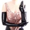 FTSHIST Wet Look Arm Gloves - Black Shiny Latex Leather Long Gloves for Women (Black, 28'' L) view 3