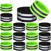 Gejoy 16 Pieces Reflective Bands Reflector Bands for Wrist, Arm, Ankle, Leg, High Visibility Reflective Gear Safety Reflector Tape Straps for Night Walking, Cycling and Running (Green, Black) view 1