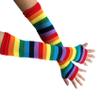 SYAYA Women Striped Long Fingerless Gloves, Winter Knitted Arm Warmers For Punk Rock/Cosplay/Goth/Christmas Party WM-S-G5 (Rainbow) view 3