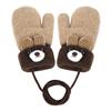 TINAYAUE Knitted Wool Gloves Winter Warm Fluffy Full Finger Mittens Cute Cartoon Gloves Thicken Velvet Hanging Neck Mittens 0-3 Y (beige) view 1