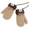 TINAYAUE Knitted Wool Gloves Winter Warm Fluffy Full Finger Mittens Cute Cartoon Gloves Thicken Velvet Hanging Neck Mittens 0-3 Y (beige) view 2