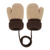 TINAYAUE Knitted Wool Gloves Winter Warm Fluffy Full Finger Mittens Cute Cartoon Gloves Thicken Velvet Hanging Neck Mittens 0-3 Y (beige) view 3