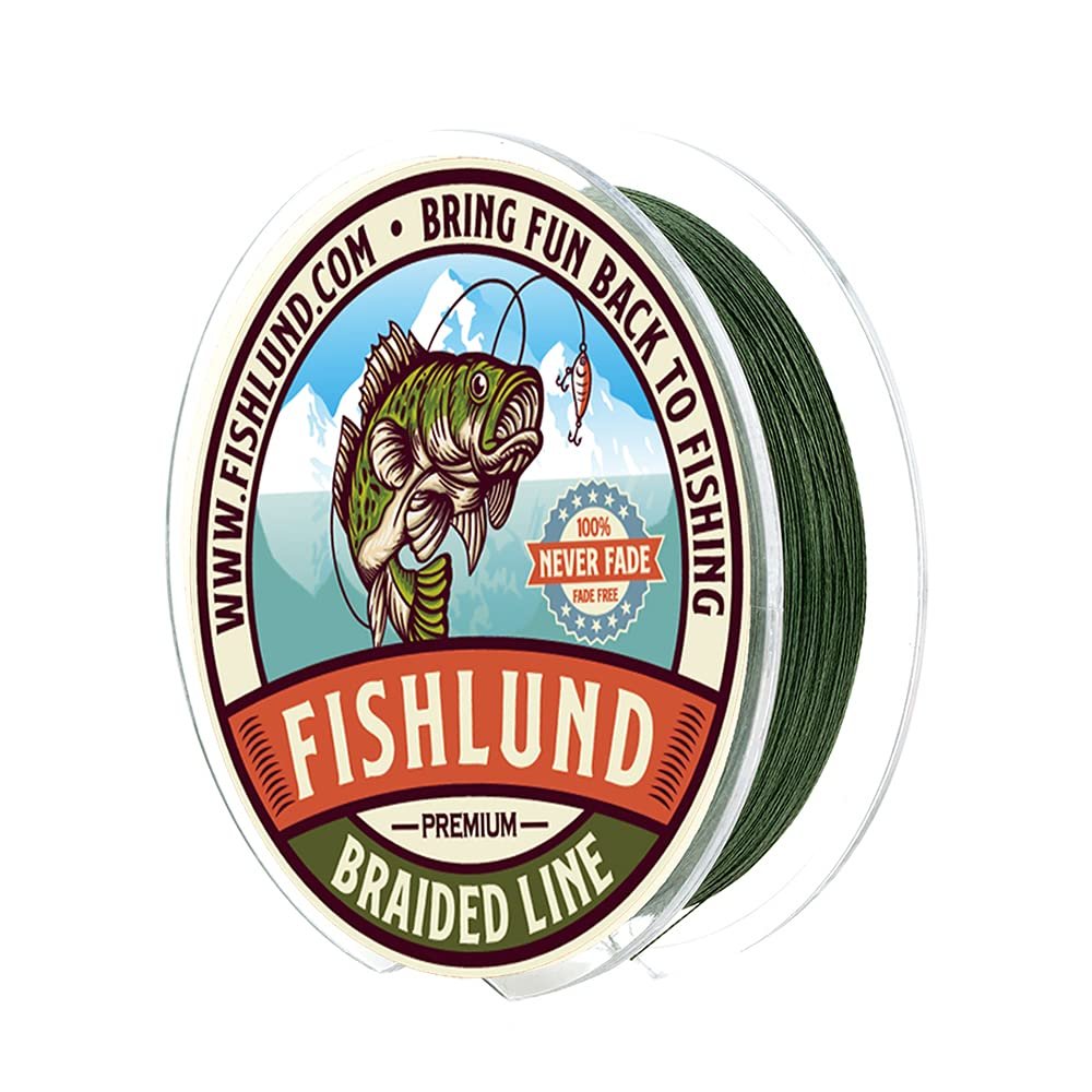FISHLUND Braided Fishing Line, Featured Colorfast Fishing Line Braid, Green, 80 LB 1094 Yards (1000M) - 4 Strands