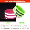 Gejoy 16 Pieces Reflective Bands Reflector Bands for Wrist, Arm, Ankle, Leg, High Visibility Reflective Gear Safety Reflector Tape Straps for Night Walking, Cycling and Running (Green, Pink) view 3