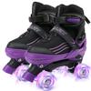 HXWY Kids Roller Skates for Boys Girls Child, Adjustable 4 Sizes Roller Skates for Adult and Youth with Light Up Wheels, Black Purple Patines para nias for Outdoor Indoor Sports (Large - Youth (4-7) view 1