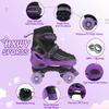 HXWY Kids Roller Skates for Boys Girls Child, Adjustable 4 Sizes Roller Skates for Adult and Youth with Light Up Wheels, Black Purple Patines para nias for Outdoor Indoor Sports (Large - Youth (4-7) view 4