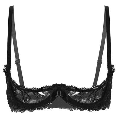 Alvivi Womens Sheer Floral Lace Underwired Bras Adjustable Strap Unlined Brassiere Underwear Black 3X-Large