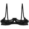 Alvivi Womens Sheer Floral Lace Underwired Bras Adjustable Strap Unlined Brassiere Underwear Black 3X-Large view 4