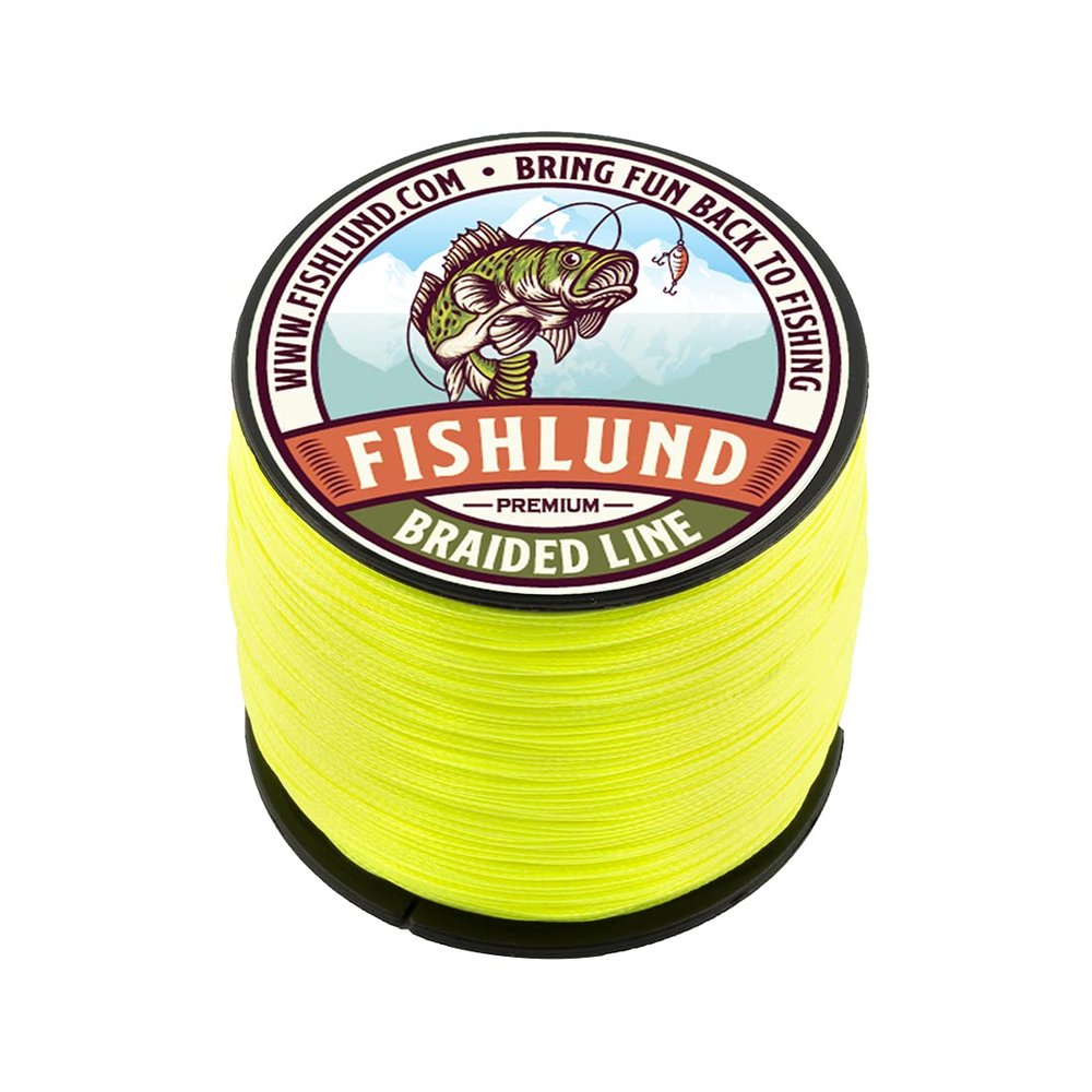 FISHLUND Braided Fishing Line, Strong, Smooth, Round, Sensitive, Test Pound Braided Line, Fluorescent Yellow, 120 LB 1094 Yards (1000M) - 8 Strands