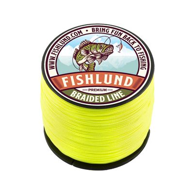 FISHLUND Braided Fishing Line, Strong, Smooth, Round, Sensitive, Test Pound Braided Line, Fluorescent Yellow, 300 LB 547 Yards (500M) - 8 Strands