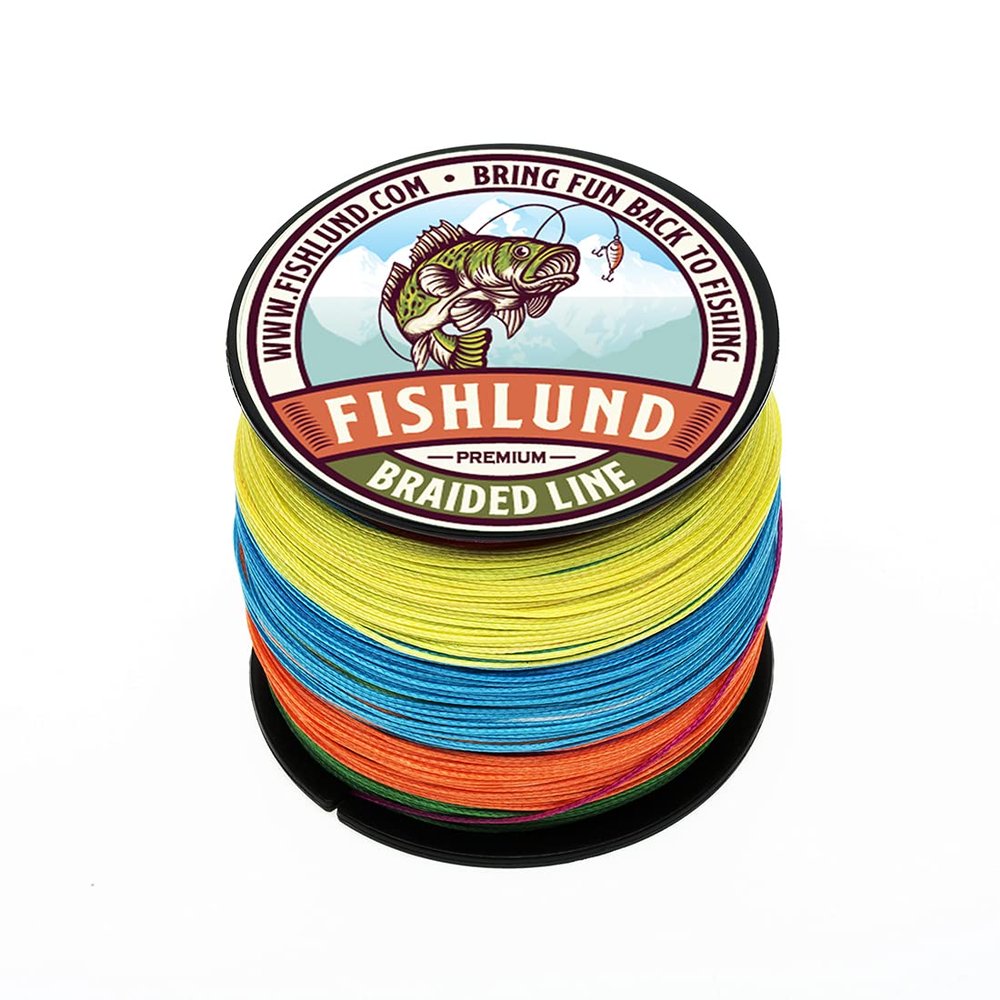 FISHLUND Braided Fishing Line, Strong, Smooth, Round, Sensitive, Test Pound Braided Line, Multicolor, 150 LB 547 Yards (500M) - 8 Strands