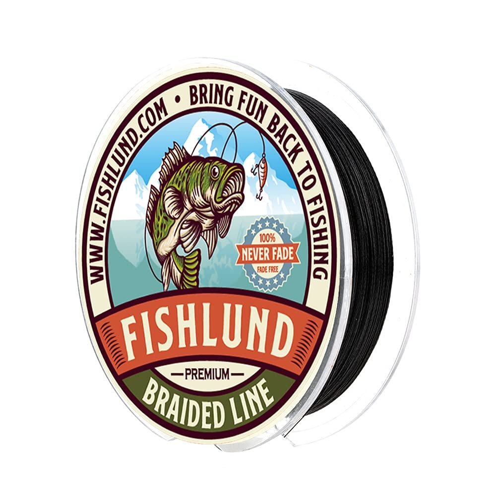 FISHLUND Braided Fishing Line, Featured Colorfast Fishing Line Braid, Black, 40 LB 547 Yards (500M) - 4 Strands