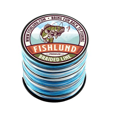 FISHLUND Braided Fishing Line, Strong, Smooth, Round, Sensitive, Test Pound Braided Line, Blue Camo, 250 LB 1094 Yards (1000M) - 8 Strands
